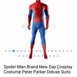 Spiderman adult suit cosplay full costume gloves feet + mask spiderverse Large